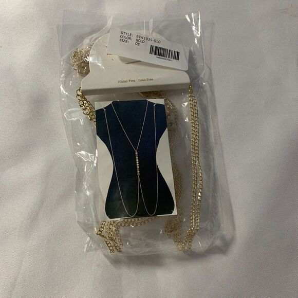 BOGOT boho Layering Body Chain with Shinning Crystal, Brides Jewelry Gold TONE - Picture 3 of 9